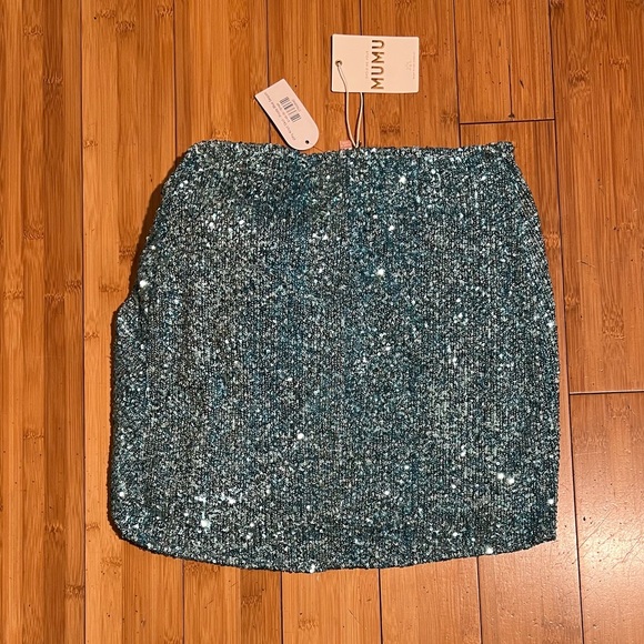 NWT Show Me Your Mumu Frosty Blue Sequin Why Not Skirt Size S - Picture 6 of 15